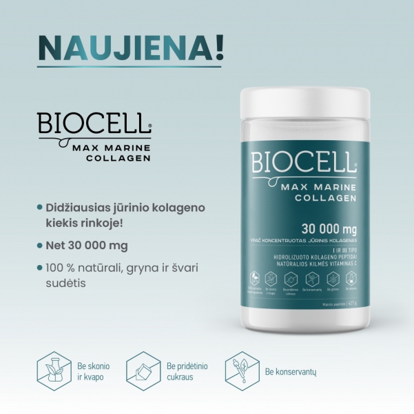 BIOCELL Max Marine Collagen, 30 000 mg jūrinio kolageno / AKCIJA 1+1