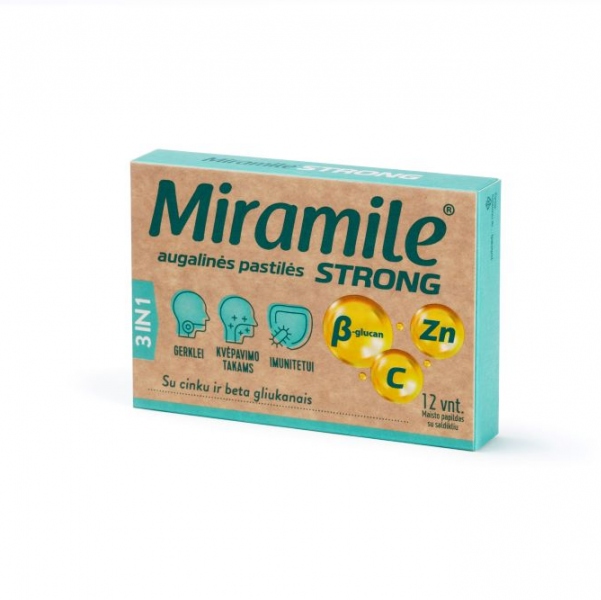 Miramile Strong su cinku ir beta gliukanais augalinės pastilės