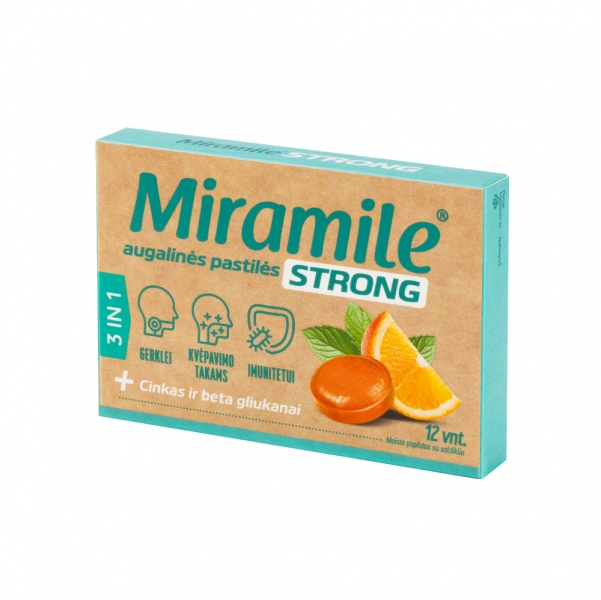 Miramile® STRONG augalinės pastilės su cinku ir beta gliukanais