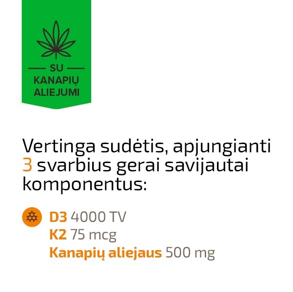OILESEN D3 + K2 su kanapių aliejumi / AKCIJA 1+1