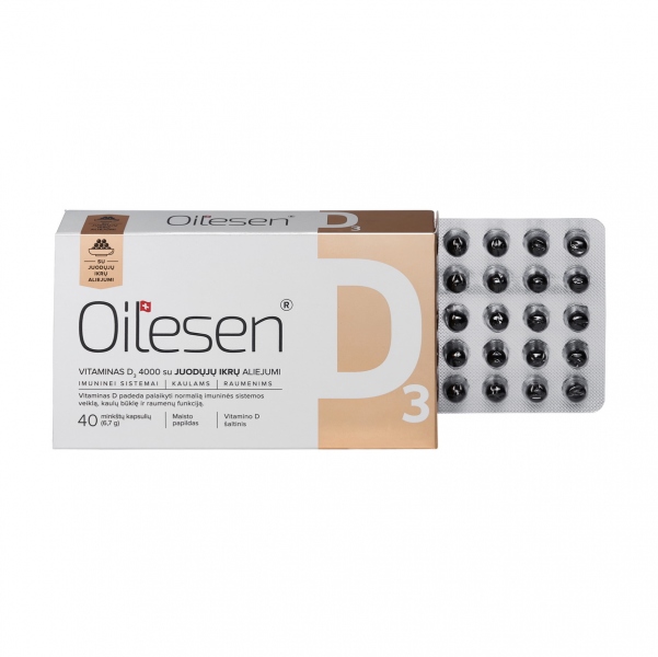 OILESEN Vitaminas D3 su juodųjų ikrų aliejumi / AKCIJA 1+1